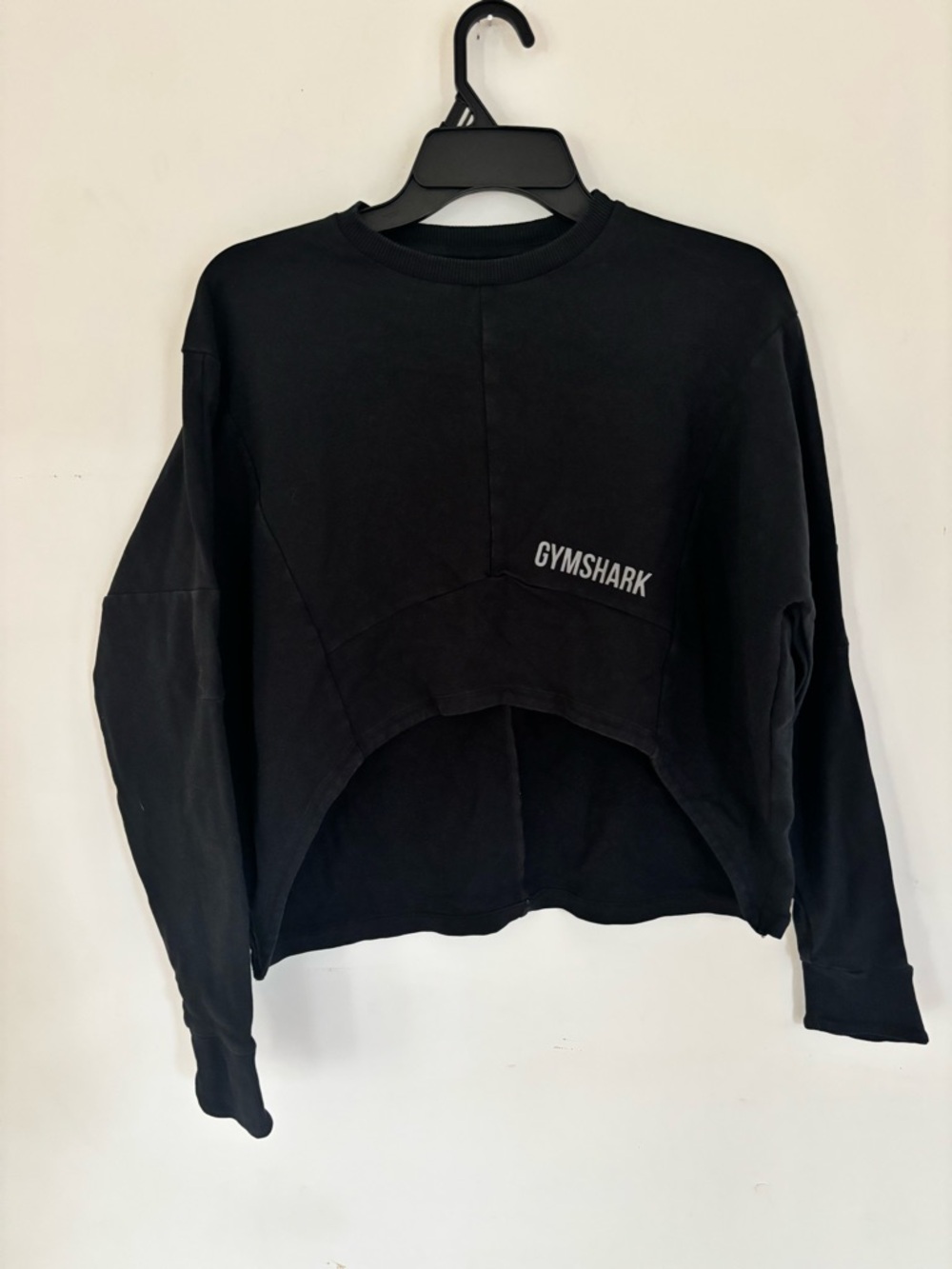 Gymshark Black Cropped Sweatshirt XS Oversized Athleisure